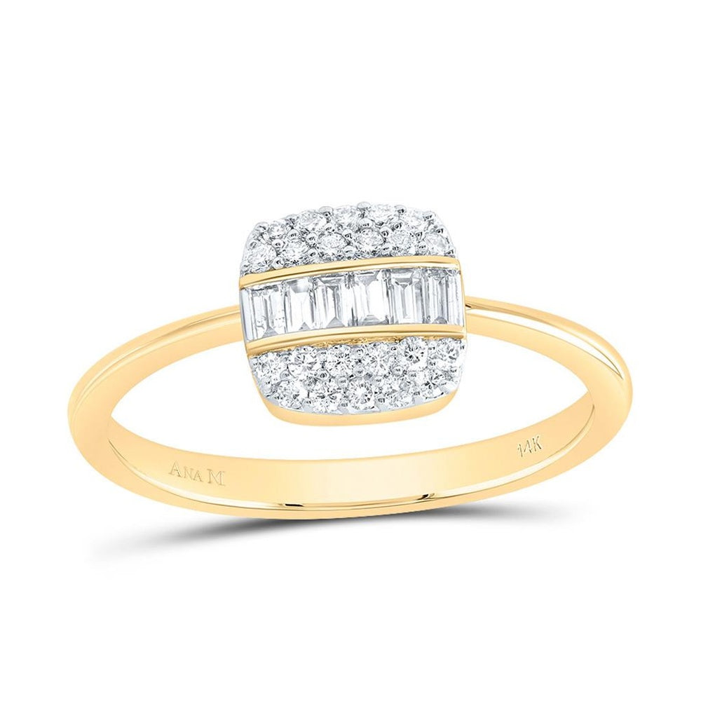14K Yellow Gold Cushion Diamond Ring - 1/3 Carat Total Diamond Weight