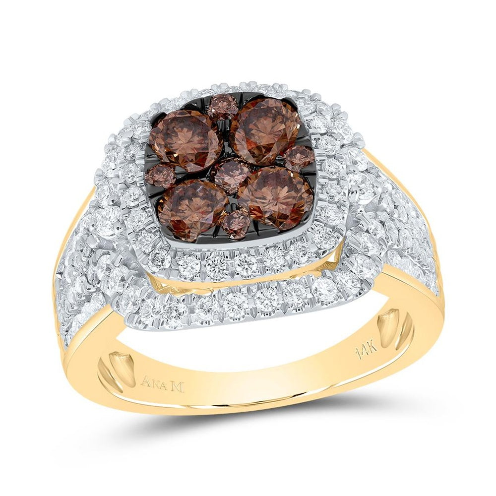 14K Yellow Gold Cushion Diamond Ring - 2 Carat Total Diamond Weight