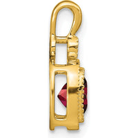 14K Yellow Gold Cushion Garnet and Diamond Pendant - 1.09 Carat Garnet, 0.015 Carat Diamond by Lumare Gioia
