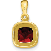 14K Yellow Gold Cushion Garnet and Diamond Pendant - 1.09 Carat Garnet, 0.015 Carat Diamond by Lumare Gioia