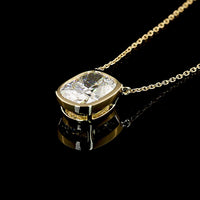 14K Yellow Gold Cushion Modified Cut Solitaire Pendant with Bezel Set Lab Grown Diamond - 2.15 Carats Total Diamond Weight, D VS1 Clarity, GIA Certified - Covaloro Fine Jewelry