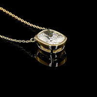 14K Yellow Gold Cushion Modified Cut Solitaire Pendant with Bezel Set Lab Grown Diamond - 2.15 Carats Total Diamond Weight, D VS1 Clarity, GIA Certified - Covaloro Fine Jewelry
