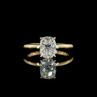 14K Yellow Gold Cushion Modified Cut Solitaire Ring with 1.50 Carat Lab Grown Diamond - E Color VVS1 Clarity IGI Certified - Covaloro Fine Jewelry
