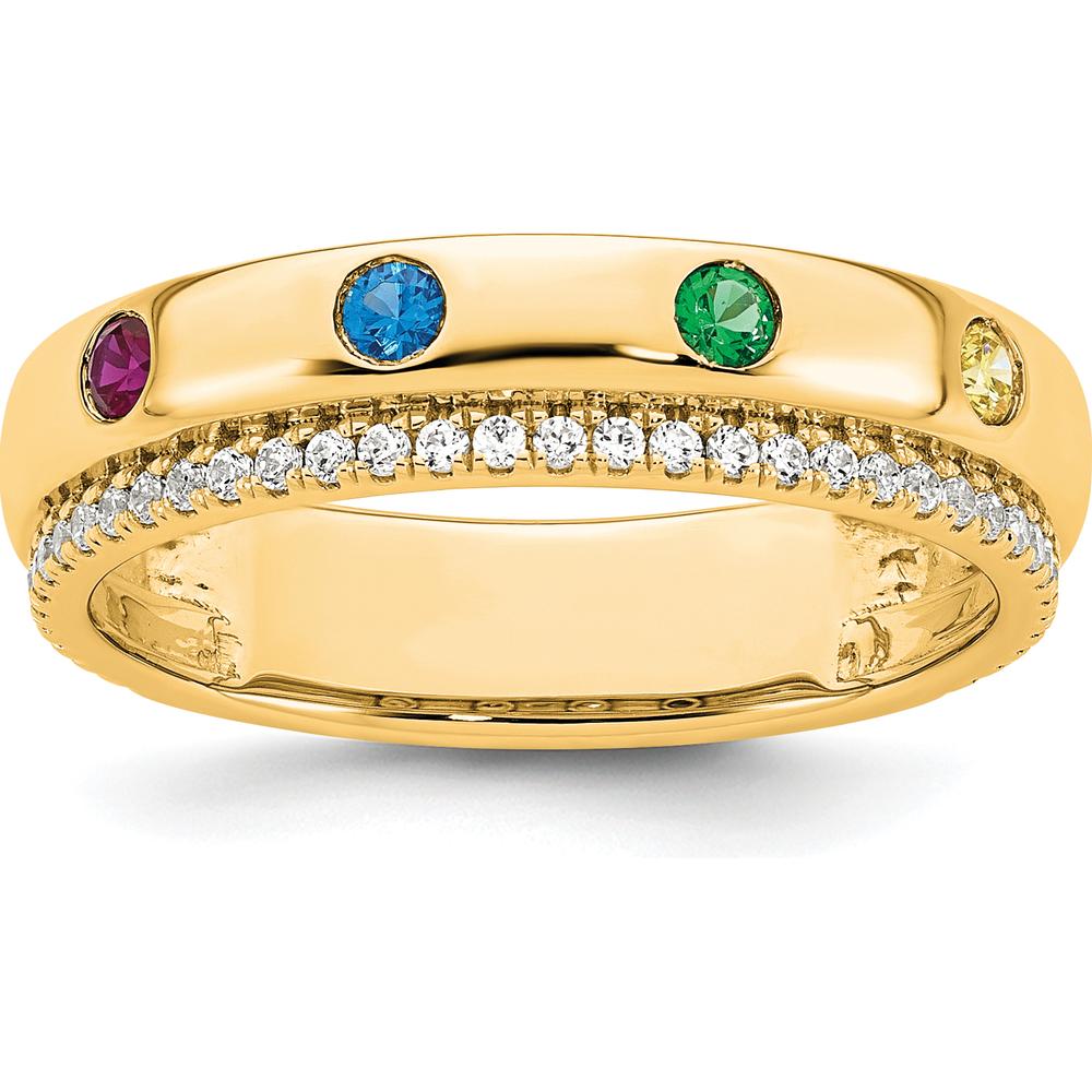 14K Yellow Gold Custom Birthstone and Diamond Ring Semi-mount with Diamond Accents by Oro Pregiato