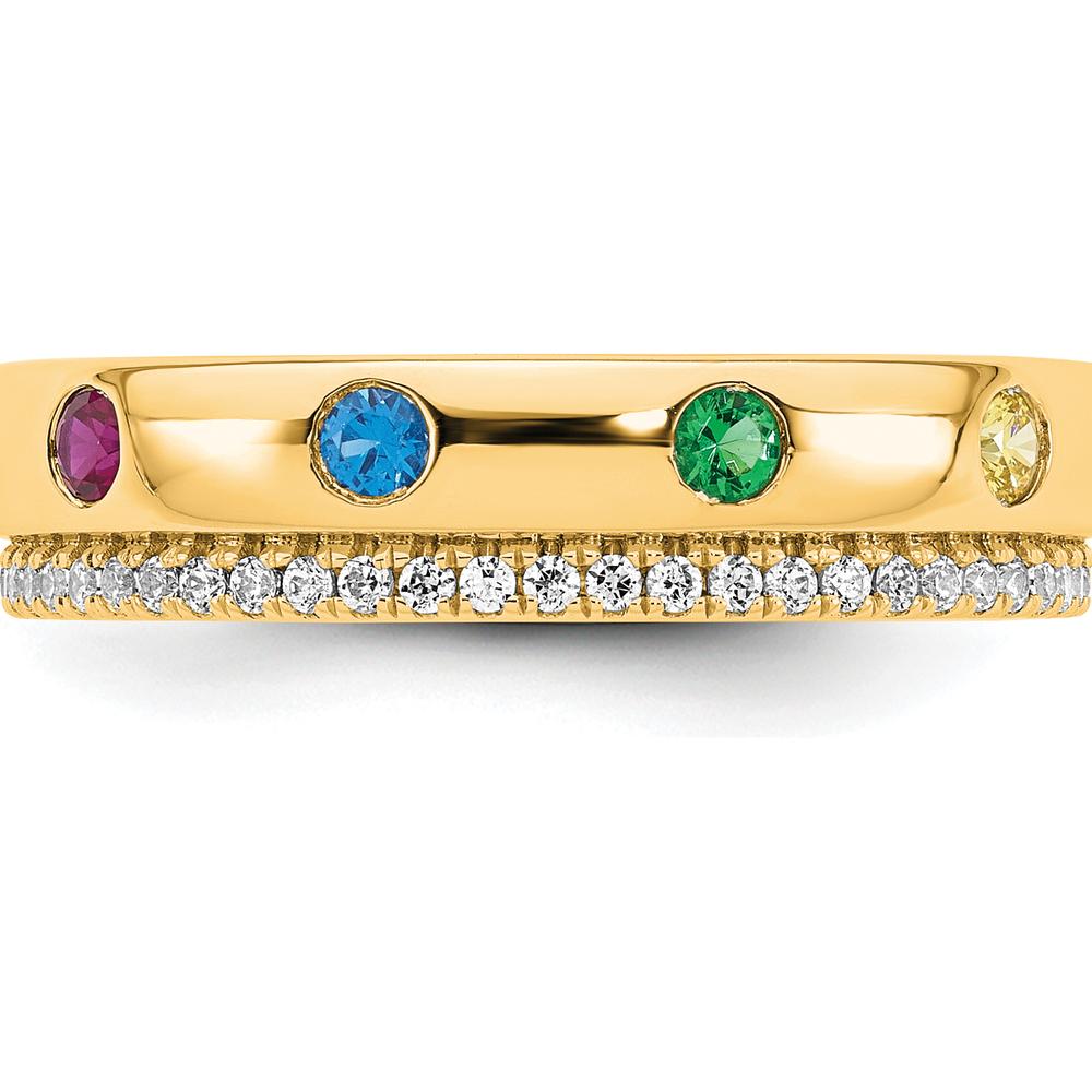 14K Yellow Gold Custom Birthstone and Diamond Ring Semi-mount with Diamond Accents by Oro Pregiato