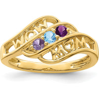 14K Yellow Gold Custom Family Jewelry Ring Mounting with "MOM" Engraving - No Stones Included by Oro Pregiato
