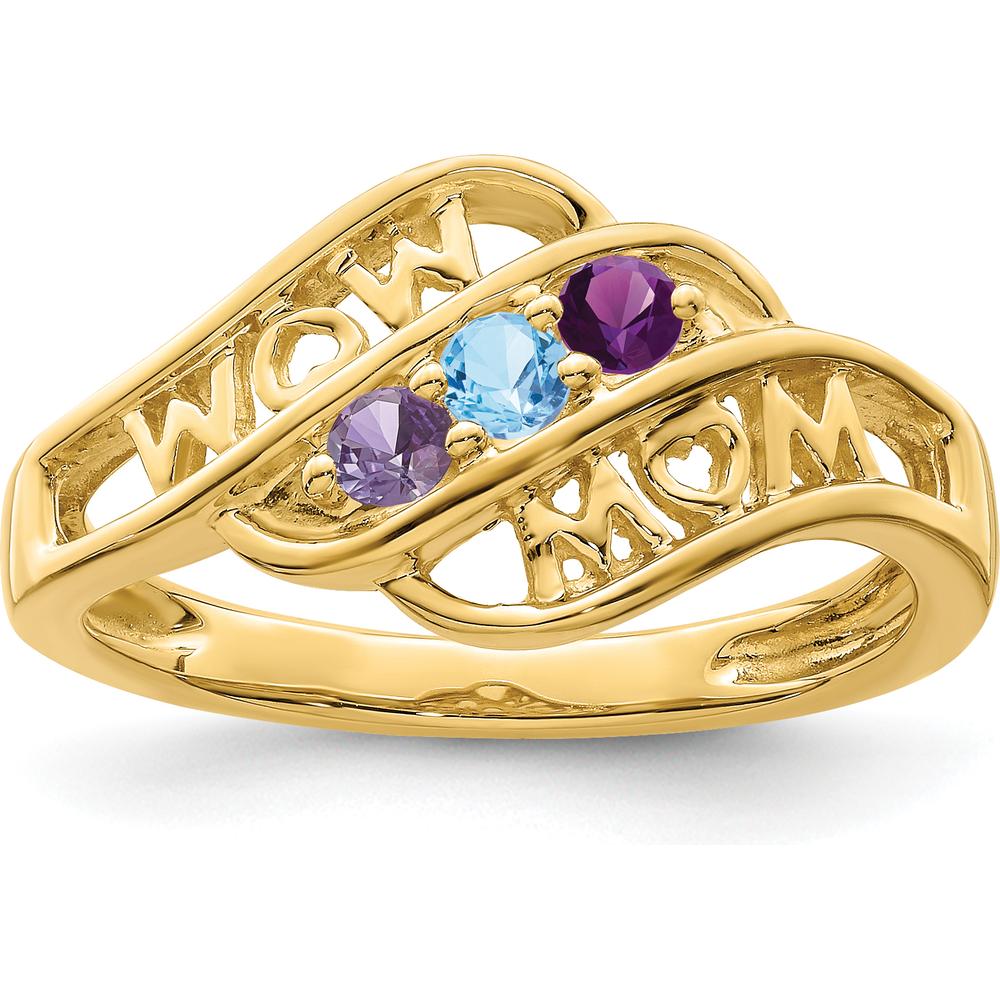 14K Yellow Gold Custom Family Jewelry Ring Mounting with "MOM" Engraving - No Stones Included by Oro Pregiato