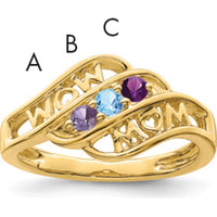 14K Yellow Gold Custom Family Jewelry Ring Mounting with "MOM" Engraving - No Stones Included by Oro Pregiato