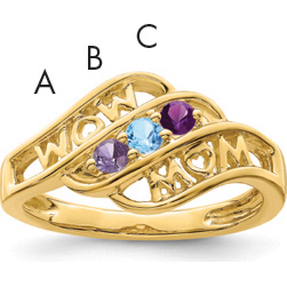 14K Yellow Gold Custom Family Jewelry Ring Mounting with "MOM" Engraving - No Stones Included by Oro Pregiato