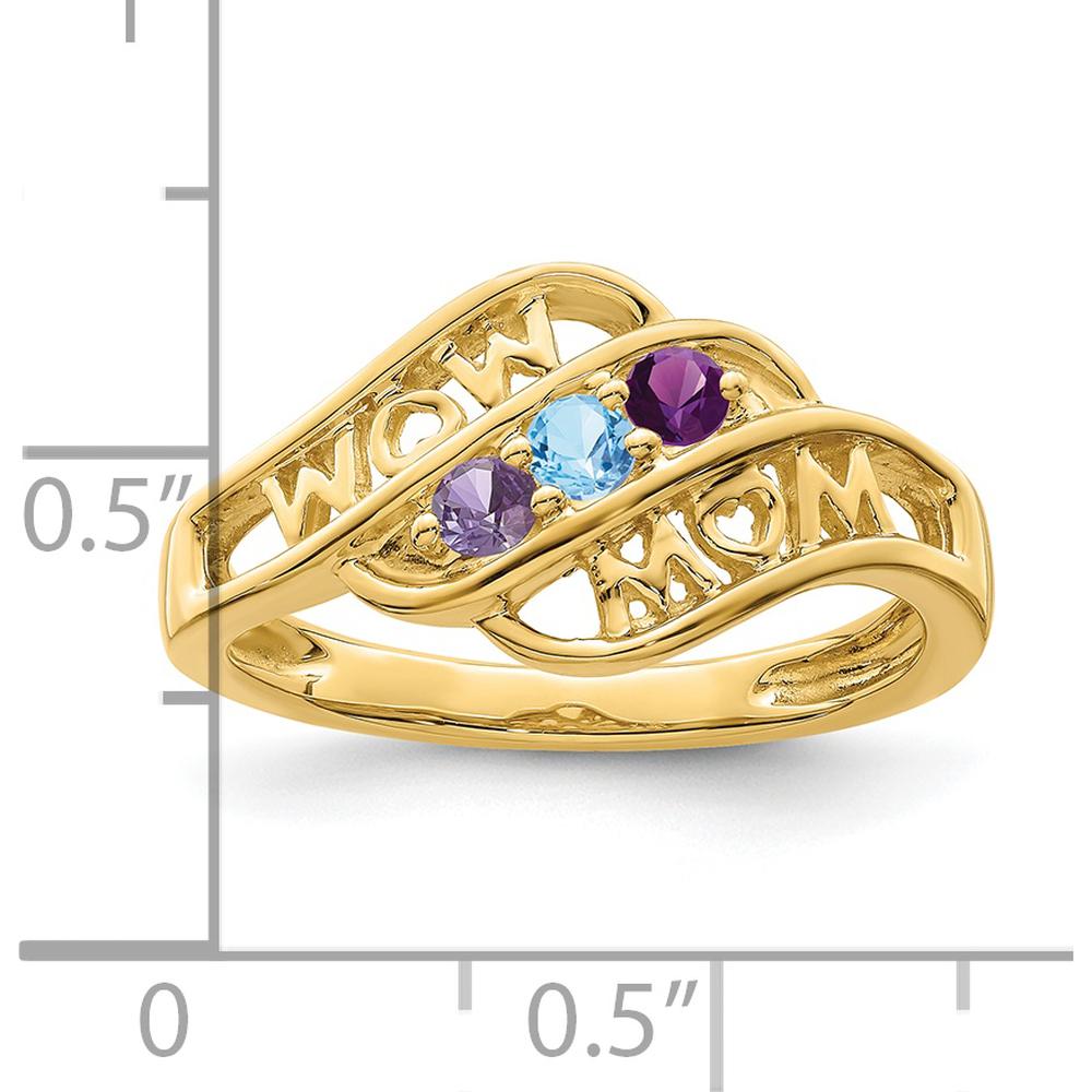 14K Yellow Gold Custom Family Jewelry Ring Mounting with "MOM" Engraving - No Stones Included by Oro Pregiato