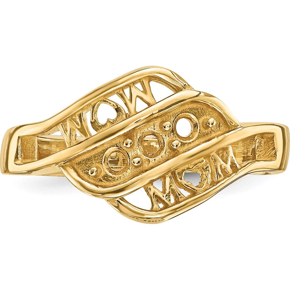 14K Yellow Gold Custom Family Jewelry Ring Mounting with "MOM" Engraving - No Stones Included by Oro Pregiato