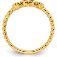 14K Yellow Gold Customizable Birthstone Ring with Milgrain and Twisted Rope Band - Perfect Gift for Mother's Day or Family Celebration by Oro Pregiato