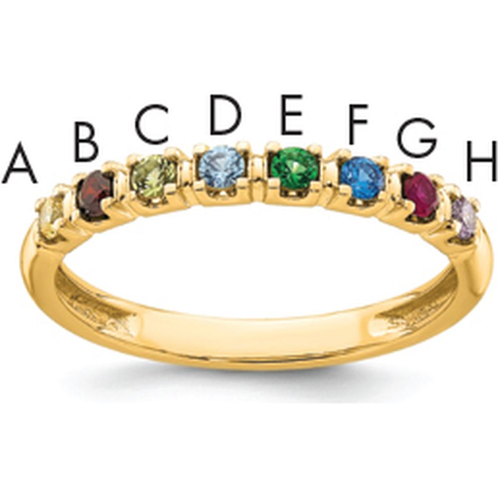 14K Yellow Gold Customizable Birthstone Ring with Prong Set Colored Gemstones by Oro Pregiato