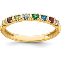14K Yellow Gold Customizable Birthstone Ring with Prong Set Colored Gemstones by Oro Pregiato