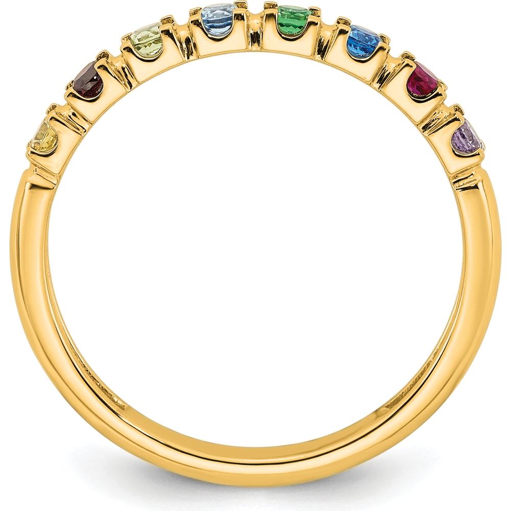 14K Yellow Gold Customizable Birthstone Ring with Prong Set Colored Gemstones by Oro Pregiato