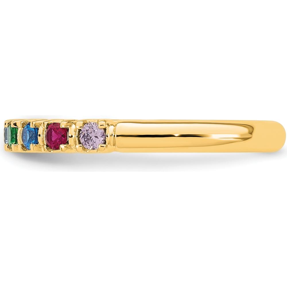 14K Yellow Gold Customizable Birthstone Ring with Prong Set Colored Gemstones by Oro Pregiato