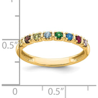 14K Yellow Gold Customizable Birthstone Ring with Prong Set Colored Gemstones by Oro Pregiato