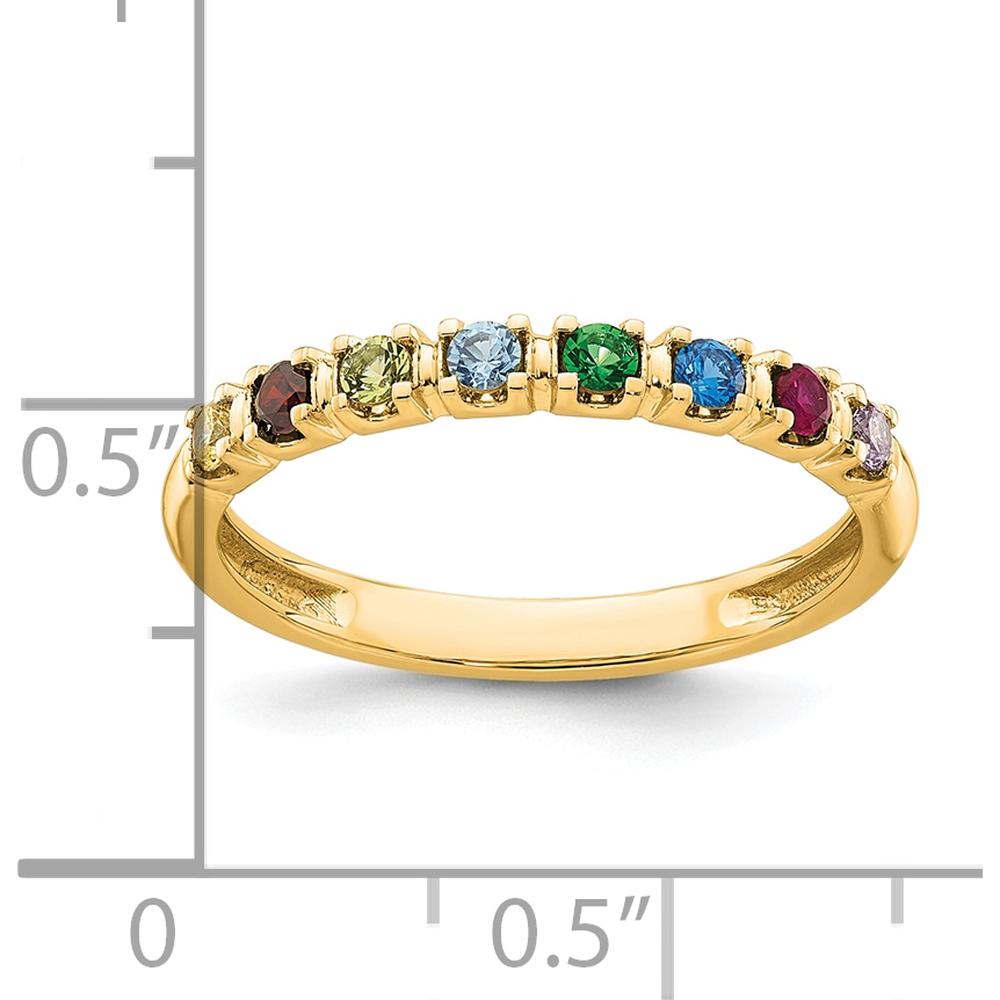 14K Yellow Gold Customizable Birthstone Ring with Prong Set Colored Gemstones by Oro Pregiato