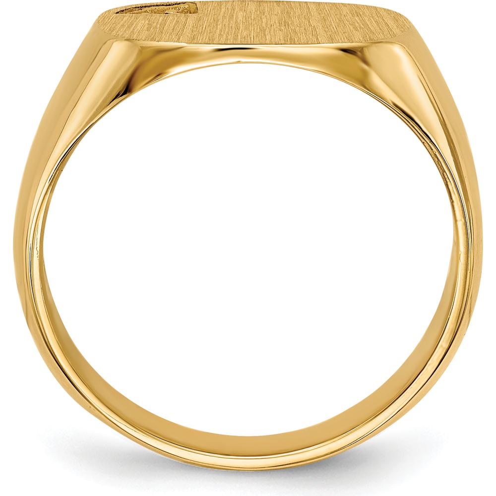 14K Yellow Gold Customizable Signet Ring with Satin and Polished Finish - 15mm Square Top by 0