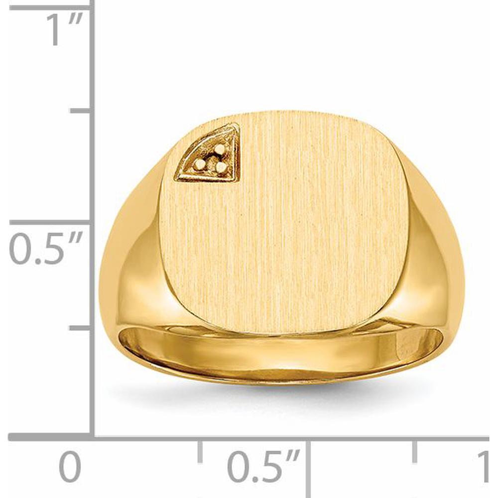 14K Yellow Gold Customizable Signet Ring with Satin and Polished Finish - 15mm Square Top by 0