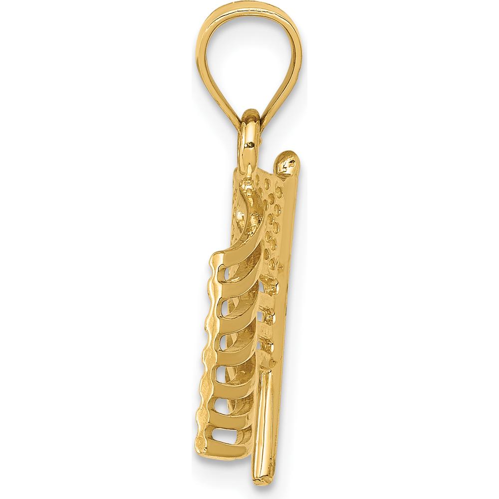 14K Yellow Gold Cut-out American Flag Pendant - 23mm Length by Oro Pregiato