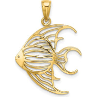 14K Yellow Gold Cut-Out Angelfish Pendant Charm by Oro Pregiato