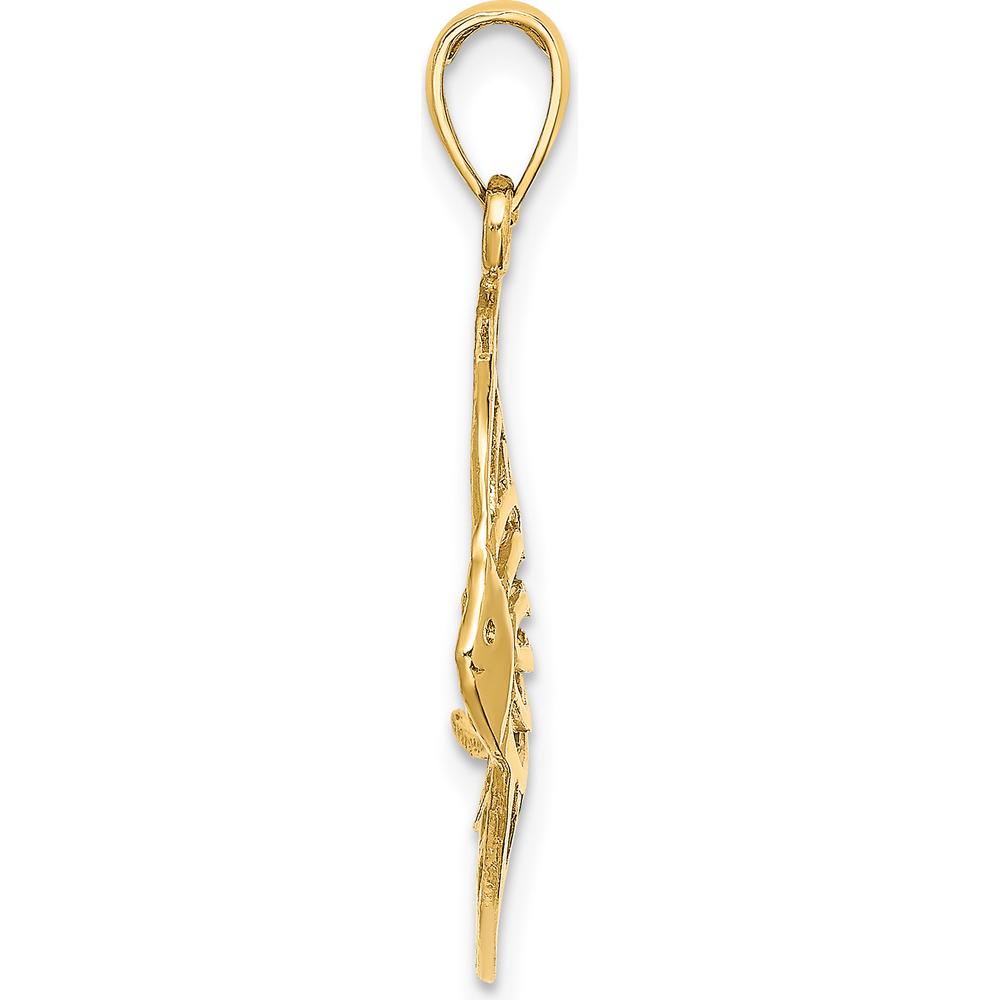 14K Yellow Gold Cut-Out Angelfish Pendant Charm by Oro Pregiato