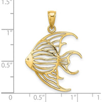 14K Yellow Gold Cut-Out Angelfish Pendant Charm by Oro Pregiato