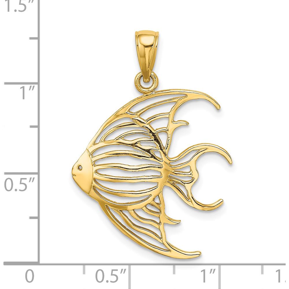 14K Yellow Gold Cut-Out Angelfish Pendant Charm by Oro Pregiato