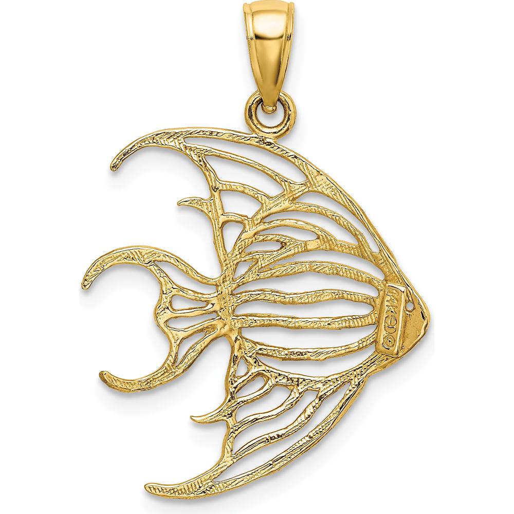 14K Yellow Gold Cut-Out Angelfish Pendant Charm by Oro Pregiato