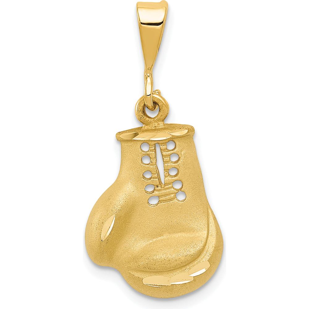 14K Yellow Gold Cut-out Boxing Glove Pendant Charm with Diamond-Cut Texture by Oro Pregiato