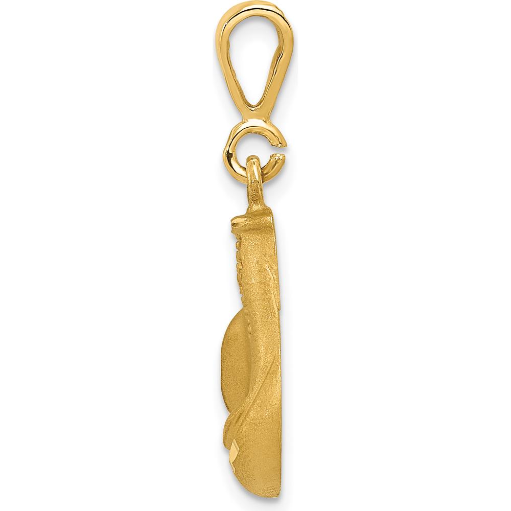 14K Yellow Gold Cut-out Boxing Glove Pendant Charm with Diamond-Cut Texture by Oro Pregiato