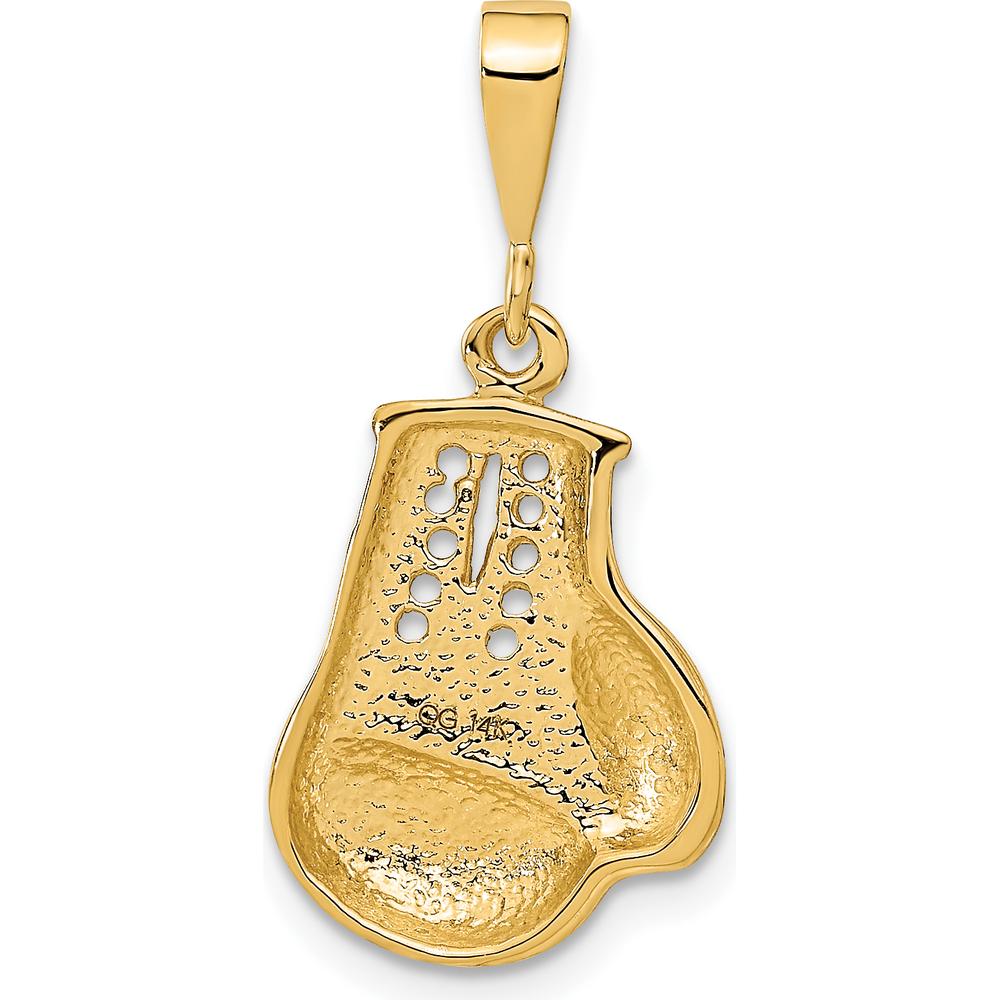 14K Yellow Gold Cut-out Boxing Glove Pendant Charm with Diamond-Cut Texture by Oro Pregiato