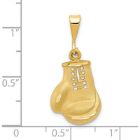 14K Yellow Gold Cut-out Boxing Glove Pendant Charm with Diamond-Cut Texture by Oro Pregiato