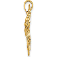 14K Yellow Gold Cut-Out Butterfly Pendant with Textured Detail by Oro Pregiato