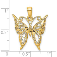 14K Yellow Gold Cut-Out Butterfly Pendant with Textured Detail by Oro Pregiato