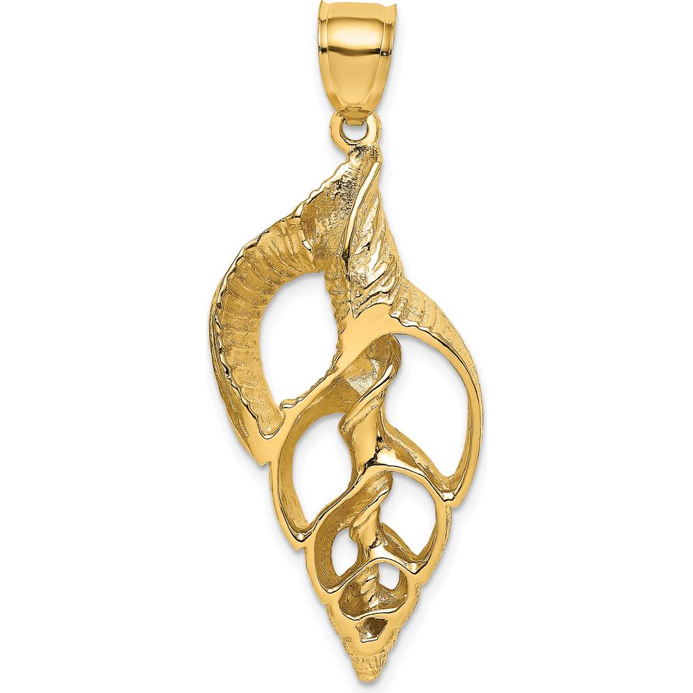 14K Yellow Gold Cut-Out Conch Shell Pendant with Polished Finish by Oro Pregiato