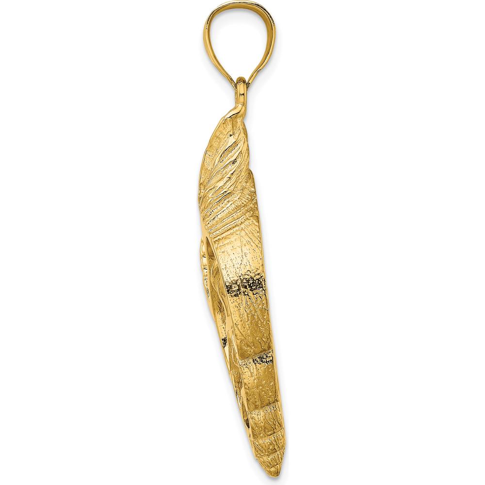 14K Yellow Gold Cut-Out Conch Shell Pendant with Polished Finish by Oro Pregiato