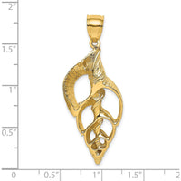 14K Yellow Gold Cut-Out Conch Shell Pendant with Polished Finish by Oro Pregiato