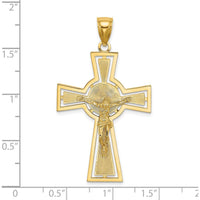 14K Yellow Gold Cut-Out Crucifix Pendant with Center Circle Charm - 44.9mm Length by Oro Pregiato