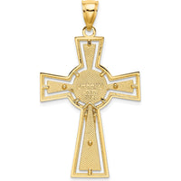 14K Yellow Gold Cut-Out Crucifix Pendant with Center Circle Charm - 44.9mm Length by Oro Pregiato