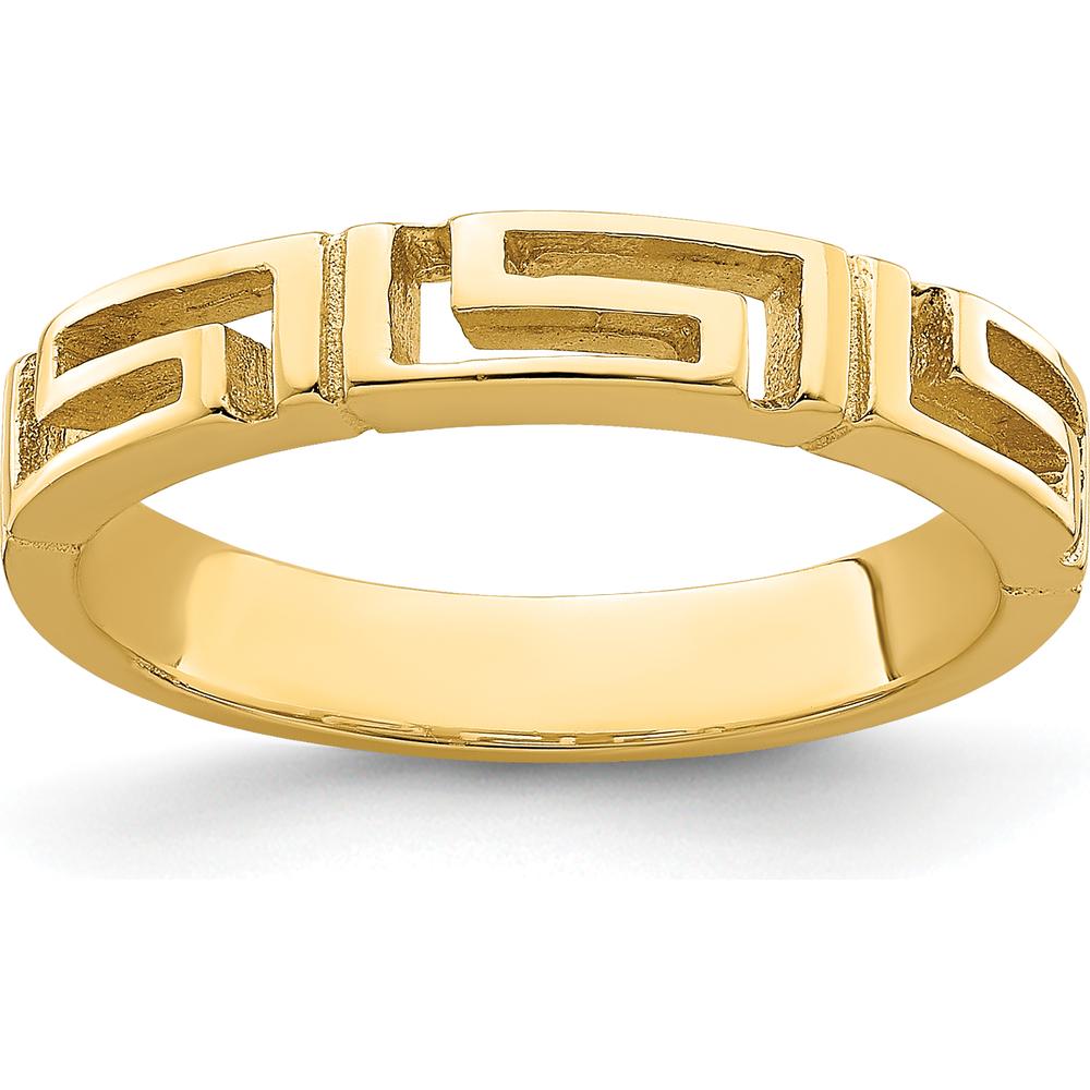 14K Yellow Gold Cut-Out Greek Key Band Ring by 0