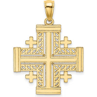 14K Yellow Gold Cut-Out Jerusalem Cross Pendant - 29.5mm Length by Oro Pregiato