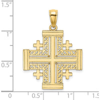 14K Yellow Gold Cut-Out Jerusalem Cross Pendant - 29.5mm Length by Oro Pregiato