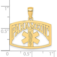 14K Yellow Gold Cut-Out PARAMEDIC Charm Pendant with Caduceus Symbol by Oro Pregiato