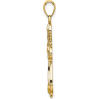 14K Yellow Gold Cut-Out Shapes Fancy Cross Pendant Charm - 29mm Length by Oro Pregiato