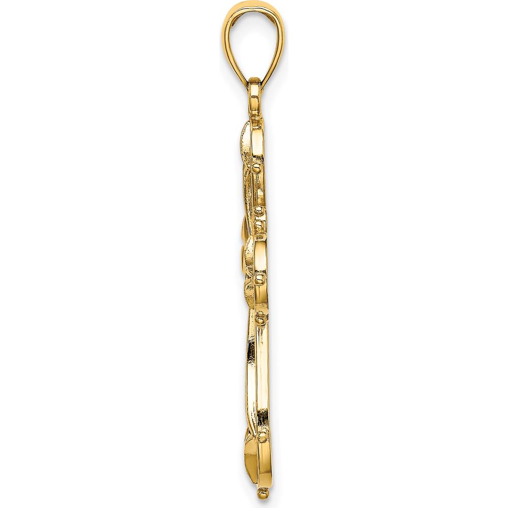 14K Yellow Gold Cut-Out Shapes Fancy Cross Pendant Charm - 29mm Length by Oro Pregiato
