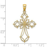 14K Yellow Gold Cut-Out Shapes Fancy Cross Pendant Charm - 29mm Length by Oro Pregiato
