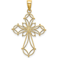 14K Yellow Gold Cut-Out Shapes Fancy Cross Pendant Charm - 29mm Length by Oro Pregiato