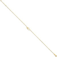 14K Yellow Gold Cut-out Wing Adjustable Anklet with Spring Ring Clasp - 11" Total Length